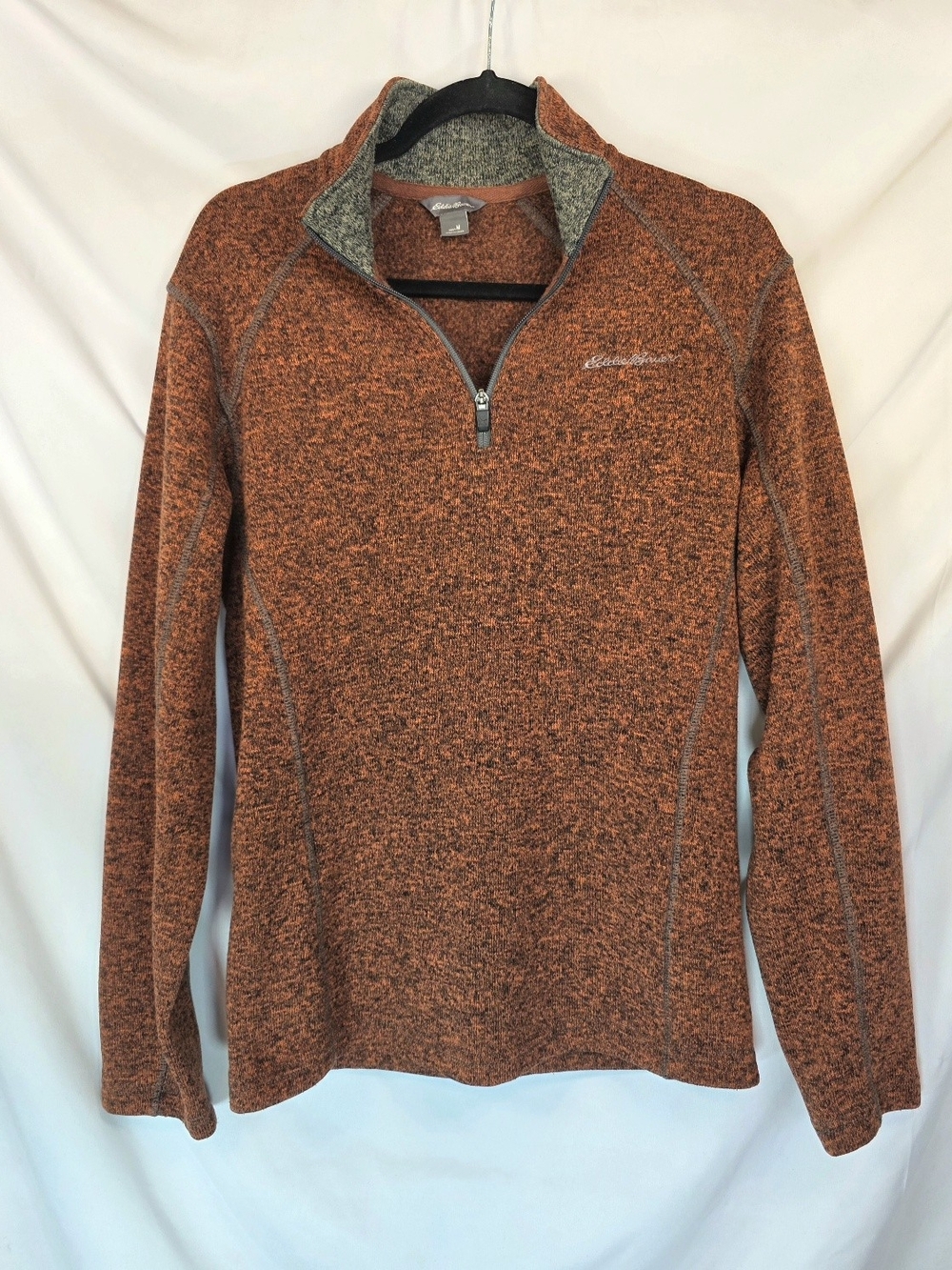 Eddie Bauer Men's Radiator 1/4 Zip Fleece Pullover Sz M Orange Heather Outdoors